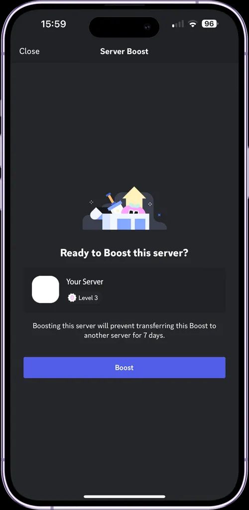 Discord Server Boost Interface
